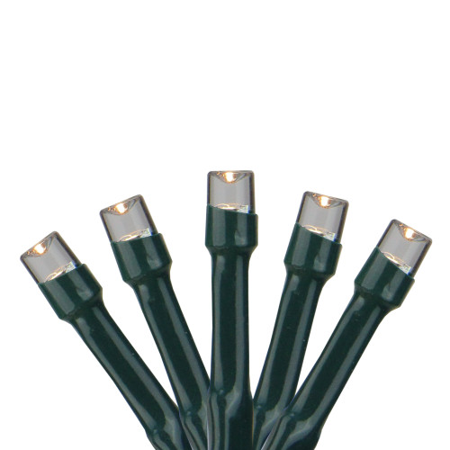 100 Warm White LED Battery Operated Multi-Function Wide Angle Christmas Lights - 33 ft Green Wire