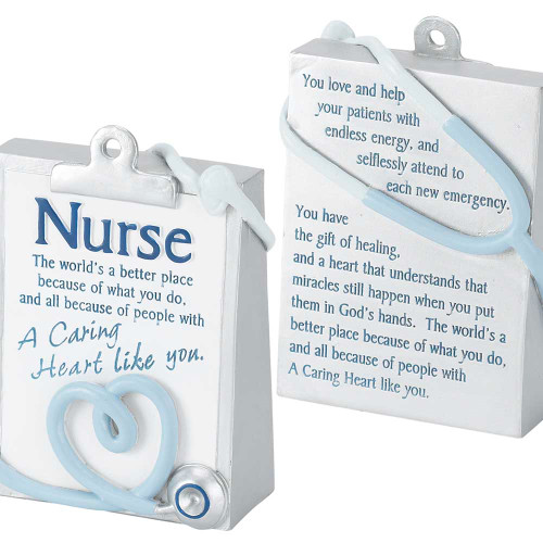 5" Gray and Blue Inspiring Poem Quoted Wedge Tabletop Plaque