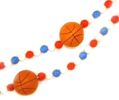 6' White and Blue Beaded Basketball Artificial Christmas Garland - Unlit - 5637480