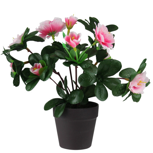 8" Pink Blooming Potted Artificial Rose Plant