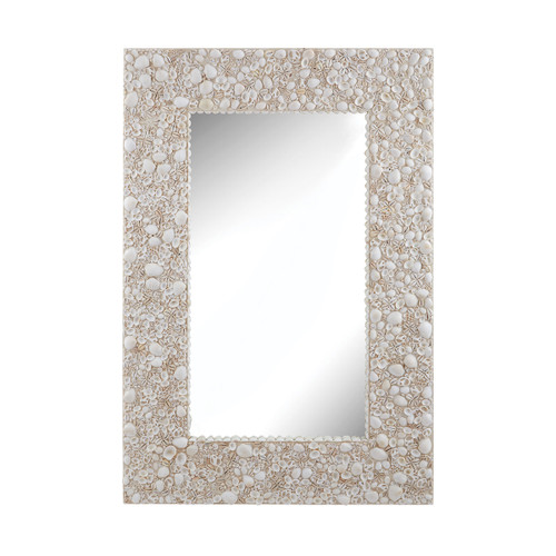 48" Brown and White Shell Wall Mirror