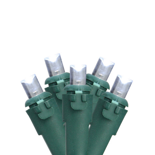 50 Pure White LED Wide Angle Christmas Lights - 16.25 ft Green Wire