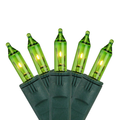 50-Count Green Perm-O-Snap Mini Christmas Light Set, 24.75ft Green Wire