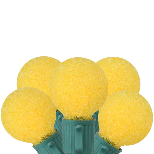 10 Yellow Battery Operated Sugared LED G30 Christmas Lights - 9 ft Green Wire