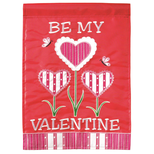 Red, Pink, White and Green Be My Valentine Garden Flag 13" x 18"