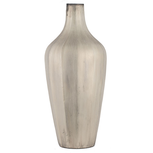 25" Taupe Brown Pearlescent Finished Tall Floral Glass Vase