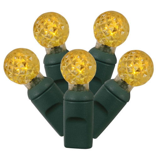 100 Yellow LED G12 Berry Christmas Lights - 33 ft Green Wire
