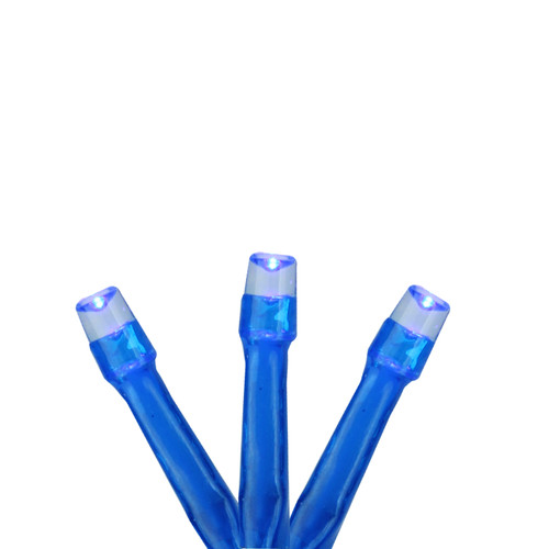 20 Battery Operated Blue LED Wide Angle Christmas Lights - Blue Wire