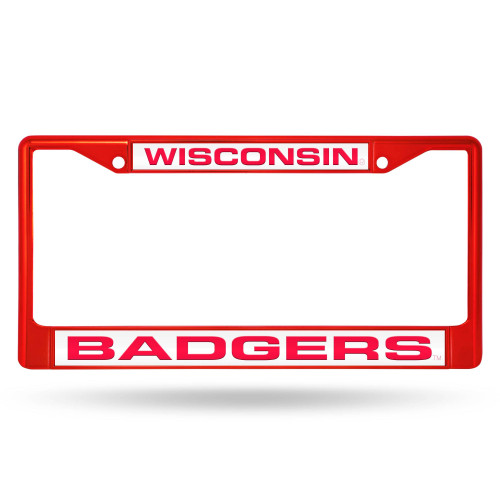6" x 12" Red and White College Winsconsin Badgers Rectangular License Plate Cover