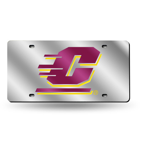 6" x 12" Silver Colored and Pink College Central Michigan Chippewas Tag