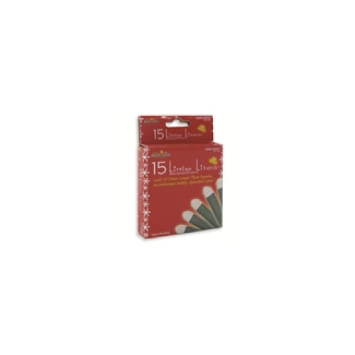 Set of 15 Warm White LED Little Lites Christmas Lights - 5.5 ft Green Wire