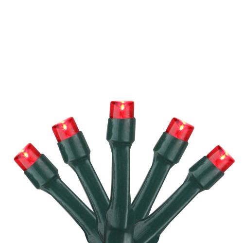 20 Battery Operated Red LED Wide Angle Christmas Lights - 6.25 ft Green Wire