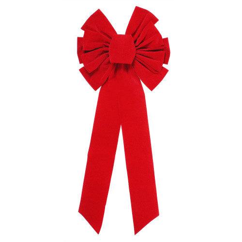 14" x 34" Red 11-Loop Velveteen Christmas Bow Decoration