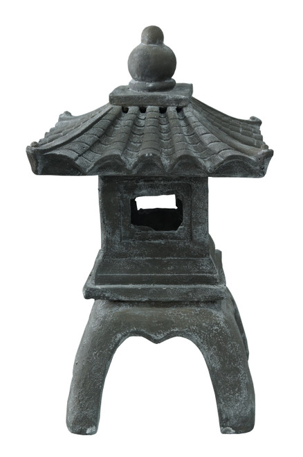 24.5" Gray Oriental Pagoda Outdoor Garden Statue