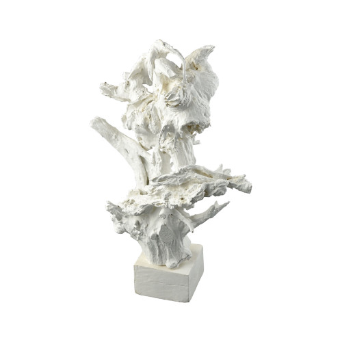 34.25” White Irregular Shaped Coldfall Wood Decorative Stand