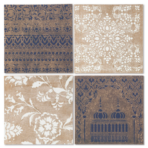 Set of 4 Brown and White Paper Wall Arts 13”