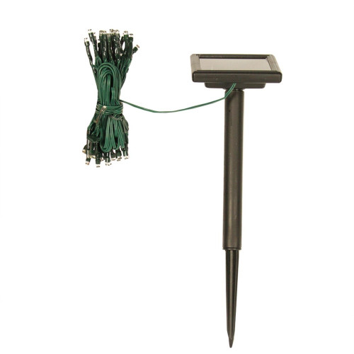 50 Amber Solar Power LED Wide Angle Outdoor Christmas Lights - 13.25 ft Green Wire