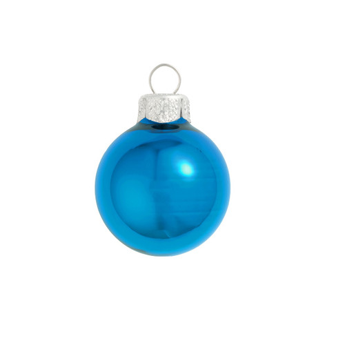 Shiny Finish Glass Christmas Ball Ornaments - 1.25" (30mm) - Wedgewood Blue - 40ct