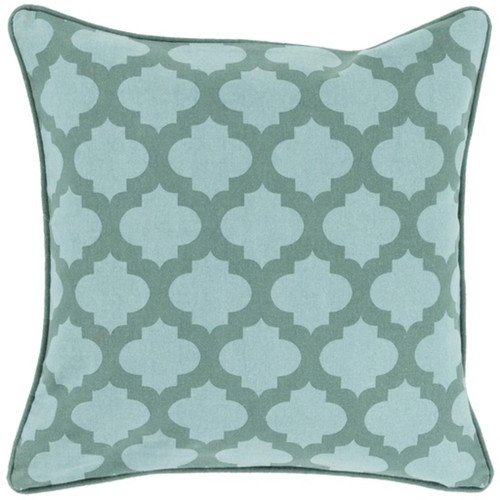 20" Teal Blue and Forest Green Mesmerizing Morrocan Throw Pillow - Poly Filled