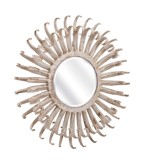20.75" Distressed Finished Iron Framed Beveled Circle Wall Mirror