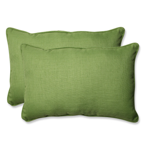 Set of 2 Solid Green UV-resistant Indoor/Outdoor Rectangular Throw Pillows 24.5"