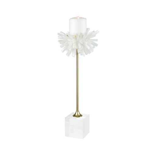20" White and Gold Crystal Shock Rock Tall Candle Holder