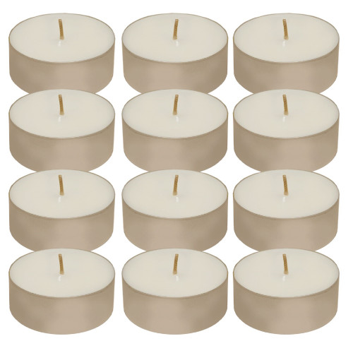 Set of 12 White Extra Large Wax Unscented Tea Light Candles 2.25”