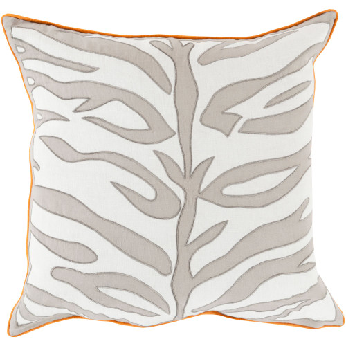 20" White and Gray Contemporary Square Throw Pillow Cover