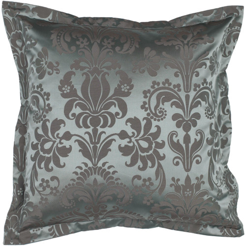 18" Green and Gray Floral Square Throw Pillow Cover