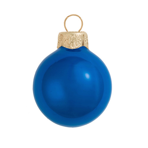 28ct Blue Pearl Finish Glass Christmas Ball Ornaments 2" (50mm)