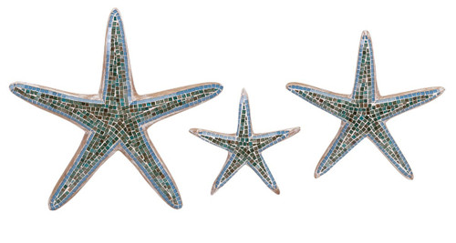 Set of 3 Mosaic Star Fish Wall Decor