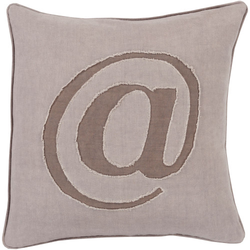 20" Taupe and Beige "@" Printed Contemporary Style Square Throw Pillow Cover