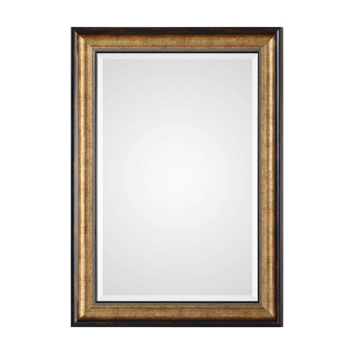 36” Madeley Antiqued Champagne Beveled Rectangular Wall Mirror