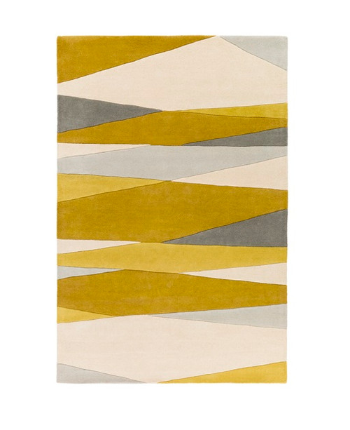 4' x 6' Gold Yellow and Slate Gray Rectangular Wool Area Throw Rug