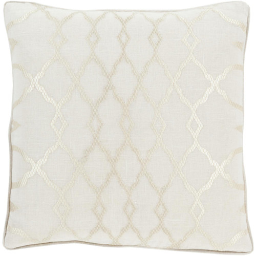 20" Diamond Elegance Alabaster and Champagne White Decorative Throw Pillow - Poly Filled