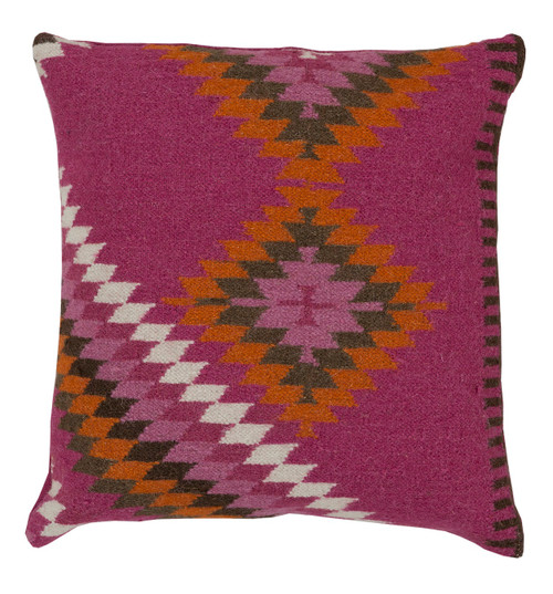 18" Raving Purple and Deep Orange Decorative Throw Pillow - Down Filler