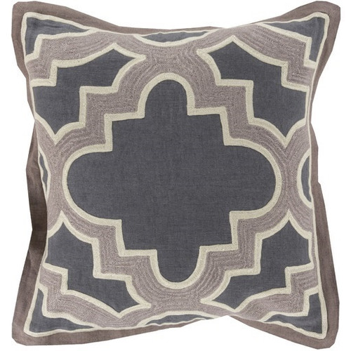 22" Royal Puzzle Arsenic Gray and Almond Decorative Throw Pillow - Polyester Filler