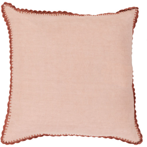 22" Salmon Pink Solid Square Throw Pillow Cover