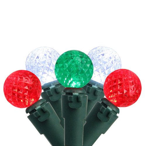 50 Red and Pure White LED G12 Berry Christmas Lights - 15.75 ft Green Wire