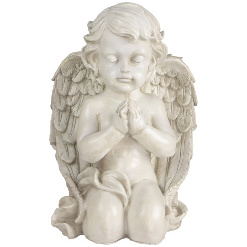 13.5" Kneeling Praying Cherub Angel Outdoor Garden Statue