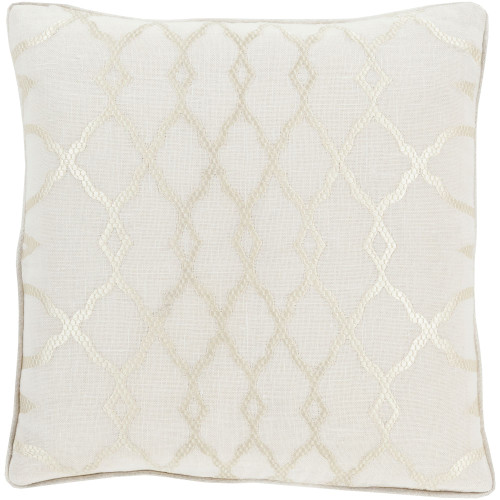 20" White and Cream Geometric Square Throw Pillow Cover