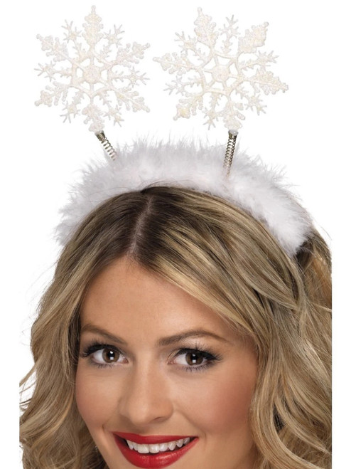 30" White Snowflake Women Adult Christmas Head Boppers Costume Accessory - One Size