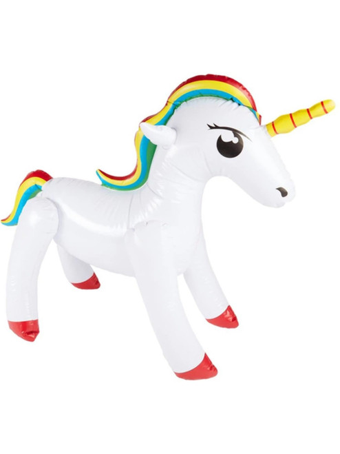 35" White and Red Inflatable Hawaiian Luau Unicorn