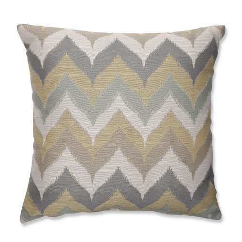 16.5" Chevron Nebbia Yellow, Gray and White Decorative Square Throw Pillow