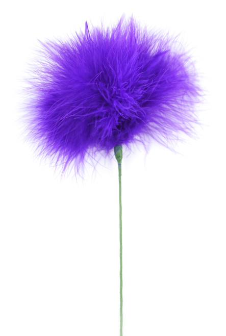 Pack of 4 Purple Feather Fluffy Floral Wire Stems 23”