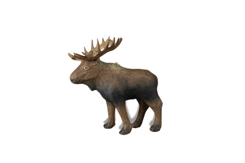 5.5" Brown and Ivory Moose Hanging Christmas Ornaments