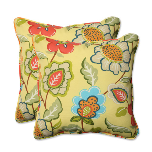 18.5" Sunshine Floral Outdoor/Indoor Square Throw Pillow (Set of 2)
