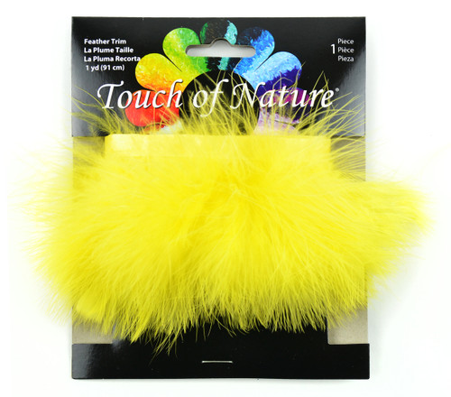 Pack of 3 Bright Yellow Fluffy Feather Trims 36"