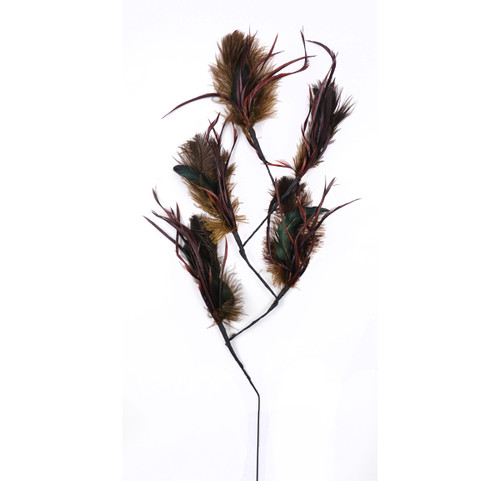 Pack of 4 Brown and Black Feather Floral Sprays 30"