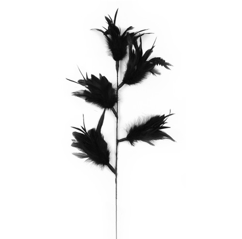 Pack of 4 Halloween Black Goose Biots Decorative Feather Floral Picks 32"